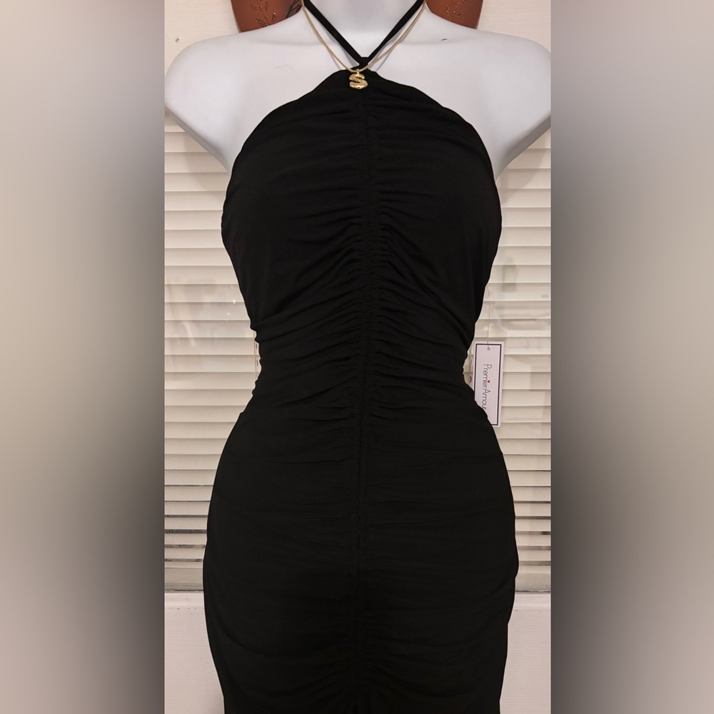 Premier Black Ruched Dress - Picture 2 of 4